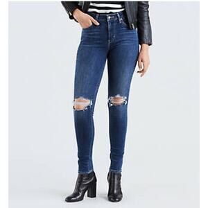 Levi's Premium High Rise Ripped Skinny‎ Jeans in Indigo Luna Women's Size 26